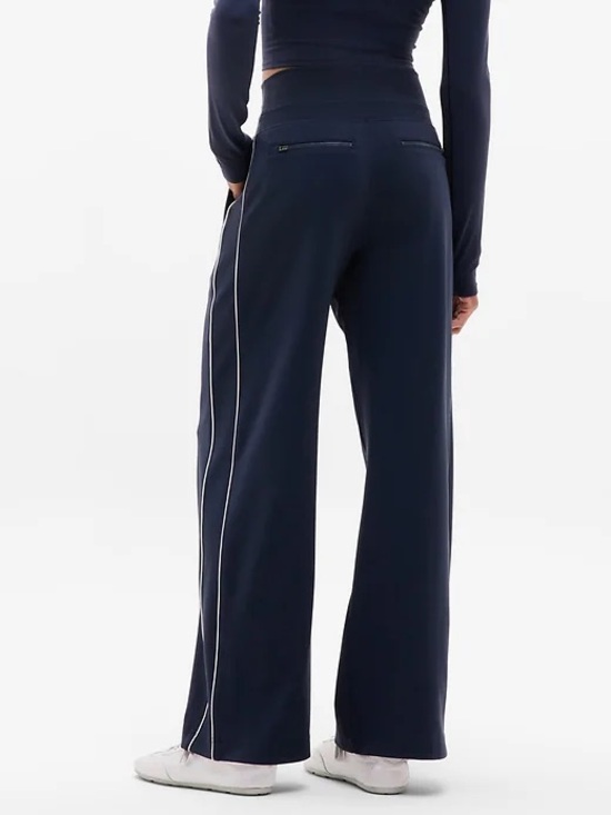 Athleta Pants - Athleta Venice Wide Leg Travel Pants Eclipse with Racer Stripe Women’s L
